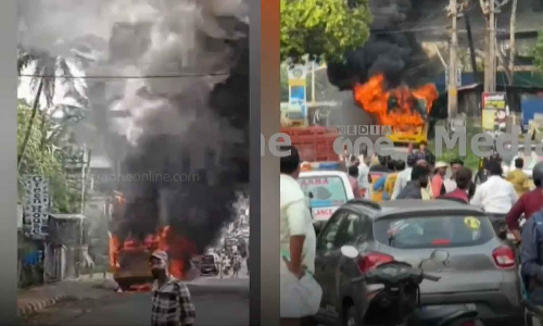 Kollam school bus got fire