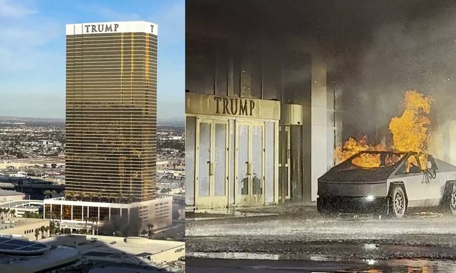 Tesla Cybertruck explodes outside Trump Las Vegas hotel, killing driver, Las Vegas Trump International Hotel, Cybertruck blast