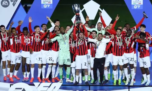 90+3rd minute winning goal; AC Milan won the Italian Supercup title