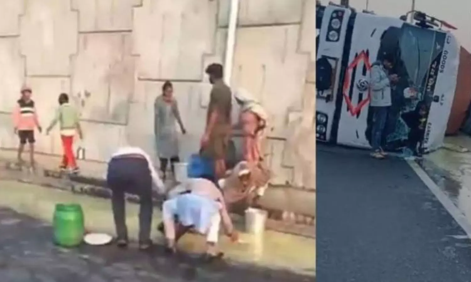 42,000 ലിറ്റർ എണ്ണയുമായി കണ്ടെയ്നർ മറിഞ്ഞു; ബക്കറ്റുമായി പാഞ്ഞെത്തി നാട്ടുകാർ, വീഡിയോ 42,000 ലിറ്റർ എണ്ണയുമായി കണ്ടെയ്നർ മറിഞ്ഞു; ബക്കറ്റുമായി പാഞ്ഞെത്തി നാട്ടുകാർ, വീഡിയോ