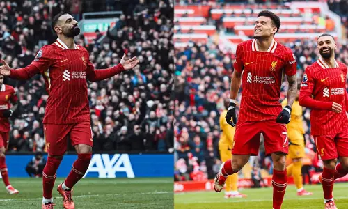 Luis Diaz and Salah scored; Liverpool beat Wolves, 2-1