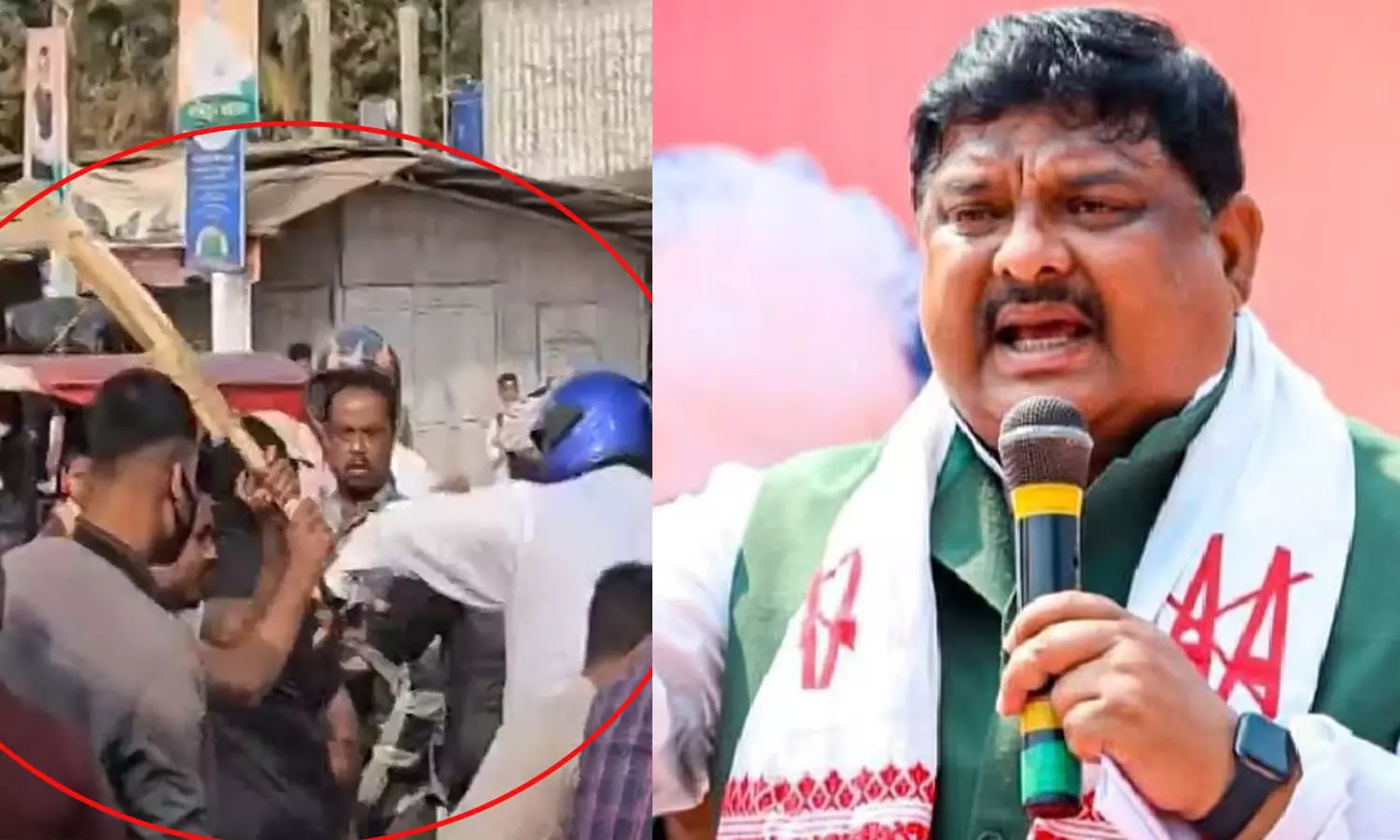 അസമിൽ ക്രിക്കറ്റ് ബാറ്റ് ഉപയോഗിച്ച് കോൺഗ്രസ് എംപി റാഖിബുൽ ഹുസൈന് നേരെ ആക്രമണം അസമിൽ ക്രിക്കറ്റ് ബാറ്റ് ഉപയോഗിച്ച് കോൺഗ്രസ് എംപി റാഖിബുൽ ഹുസൈന് നേരെ ആക്രമണം