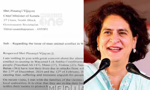 വയനാട്ടിലെ വന്യജീവി ആക്രമണം നേരിടാൻ നടപടി വേണം: മുഖ്യമന്ത്രിക്ക് കത്തയച്ച് പ്രിയങ്ക ഗാന്ധി