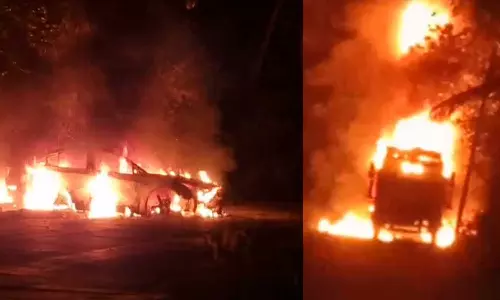 വയനാട് ഓടിക്കൊണ്ടിരുന്ന കാറിനും, കോഴിക്കോട് വടകരയിൽ ലോറിക്കും തീപിടിച്ചു