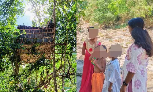 ഇടുക്കിയിൽ പുഴയോരത്തെ ഏറുമാടത്തിൽ തനിച്ച് കഴിയുന്ന കുട്ടികളെ കണ്ടെത്തി ആരോഗ്യ പ്രവർത്തകർ