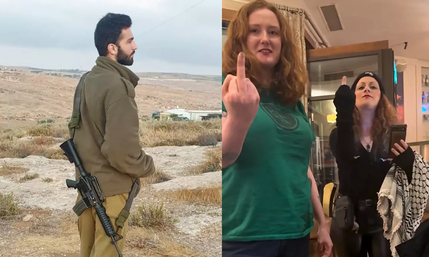 സയണിസ്റ്റുകൾ ഇങ്ങോട്ടു വരണ്ട; ഇസ്രായേലി സൈനികനെ നേരിട്ട് ഐറിഷ് വനിതകൾ