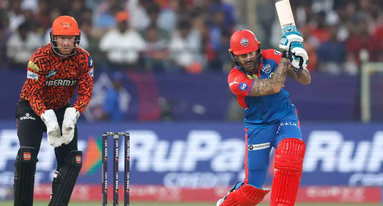 Du Plessis hits half-century; Delhi beats Hyderabad by seven wickets, second Du Plessis hits half-century; Delhi beats Hyderabad by seven wickets, second