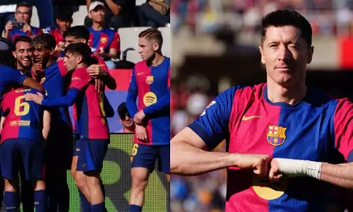 Lewandowski scores a double; Barcelona continues winning streak in La Liga, 4-1
