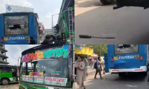 Clash between private bus employees in edappalli