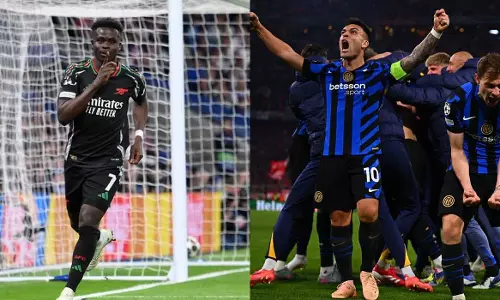 Gunners roar at Bernabeu; knock out Real Madrid to reach semi-finals, Inter shut out Bayern Gunners roar at Bernabeu; knock out Real Madrid to reach semi-finals, Inter shut out Bayern