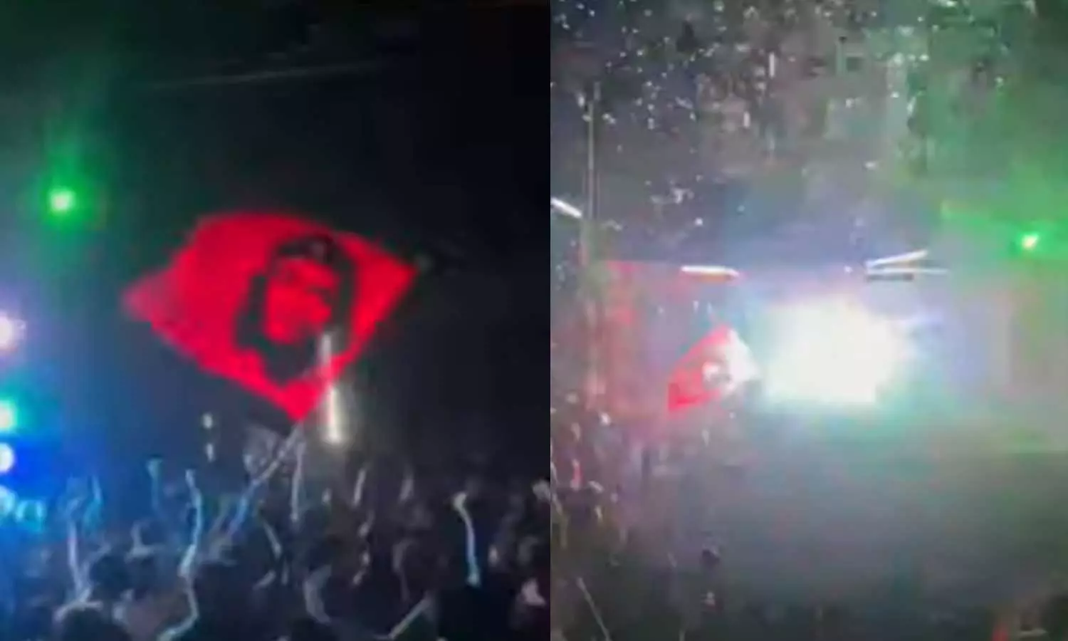 കണ്ണൂരില്‍  ക്ഷേത്രോത്സവത്തിനിടെ ചെഗുവേരയുടെ പതാകയും വിപ്ലവഗാനവും