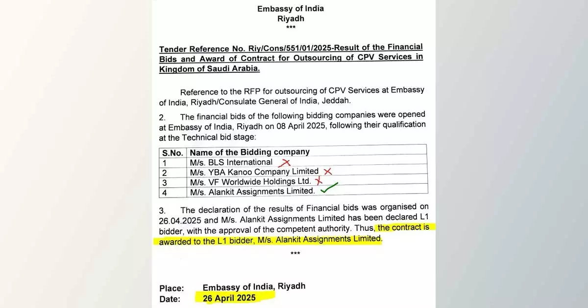 സൗദി ഇന്ത്യന്‍ എംബസി പാസ്പോര്‍ട്ട് സേവനങ്ങള്‍ക്ക് പുതിയ കമ്പനി