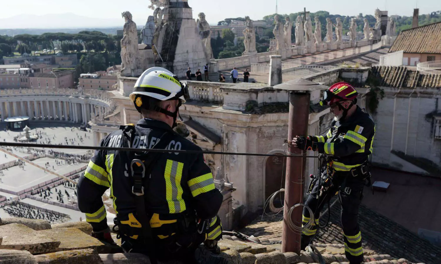 Vatican Prepares For Papal Conclave; Chimney Installed On Sistine Chapels Roof
