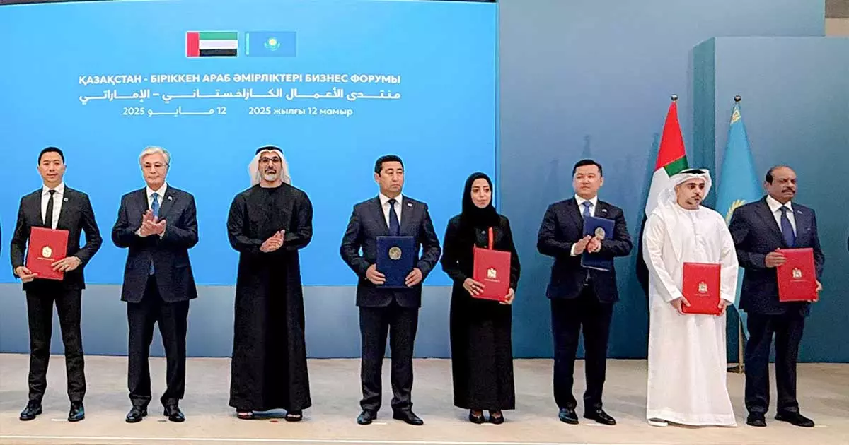 അബൂദബി കിരീടാവകാശിയുടെ കസാഖിസ്ഥാൻ സന്ദർശനം; യുഎഇ - കസാഖിസ്ഥാൻ വാണിജ്യ സഹകരണത്തിന് ധാരണ