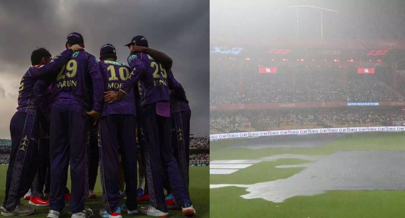 Rain at Chinnaswamy; Kolkata out of IPL, RCB-KKR match abandoned