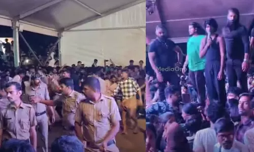 പാലക്കാട് വേടന്റെ സംഗീത പരിപാടിക്കിടെ  ലാത്തിചാർജ്; ലാത്തി വീശിയത് തിരക്ക്  അനിയന്ത്രിതമായതോടെ