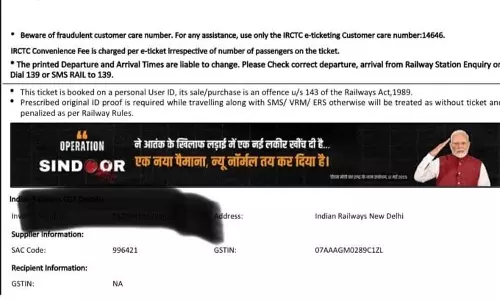 ഓപറേഷൻ സിന്ദൂറിനെ പ്രകീർത്തിച്ച് ട്രെയിൻ ടിക്കറ്റിൽ മോദിയുടെ ചിത്രം; വിമർശനവുമായി പ്രതിപക്ഷം