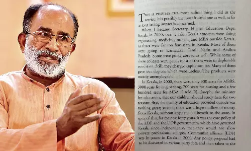 നായനാർ മന്ത്രിസഭ അറിയാതെ 33 സ്വകാര്യ   കോളജുകൾക്ക് അനുമതി കൊടുത്തു; അൽഫോൻസ് കണ്ണന്താനത്തിൻ്റെ വെളിപ്പെടുത്തൽ വിവാദമാകുന്നു