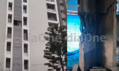 എറണാകുളം പനമ്പിള്ളി നഗറിൽ ഫ്ലാറ്റിൻ്റെ പില്ലർ തകർന്നു; താമസക്കാരെ മാറ്റി