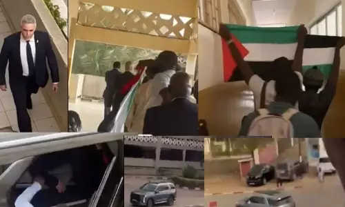 ഗസ്സ വംശഹത്യ: സെനഗലിൽ വിദ്യാർഥി പ്രതിഷേധത്തിന്റെ ചൂടറിഞ്ഞ് ഇസ്രായേൽ അംബാസിഡർ, പ്രസംഗിക്കാതെ വേദിവിട്ടു