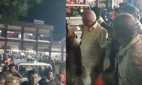 പൊലീസുകാരൻ തള്ളിയിട്ടയാള്‍ തലയടിച്ചു വീണു; മന്ത്രിയെ തടഞ്ഞ് നാട്ടുകാര്‍