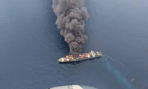 Cargo Ship Catches Fire Off Keralas Kozhikode Coast