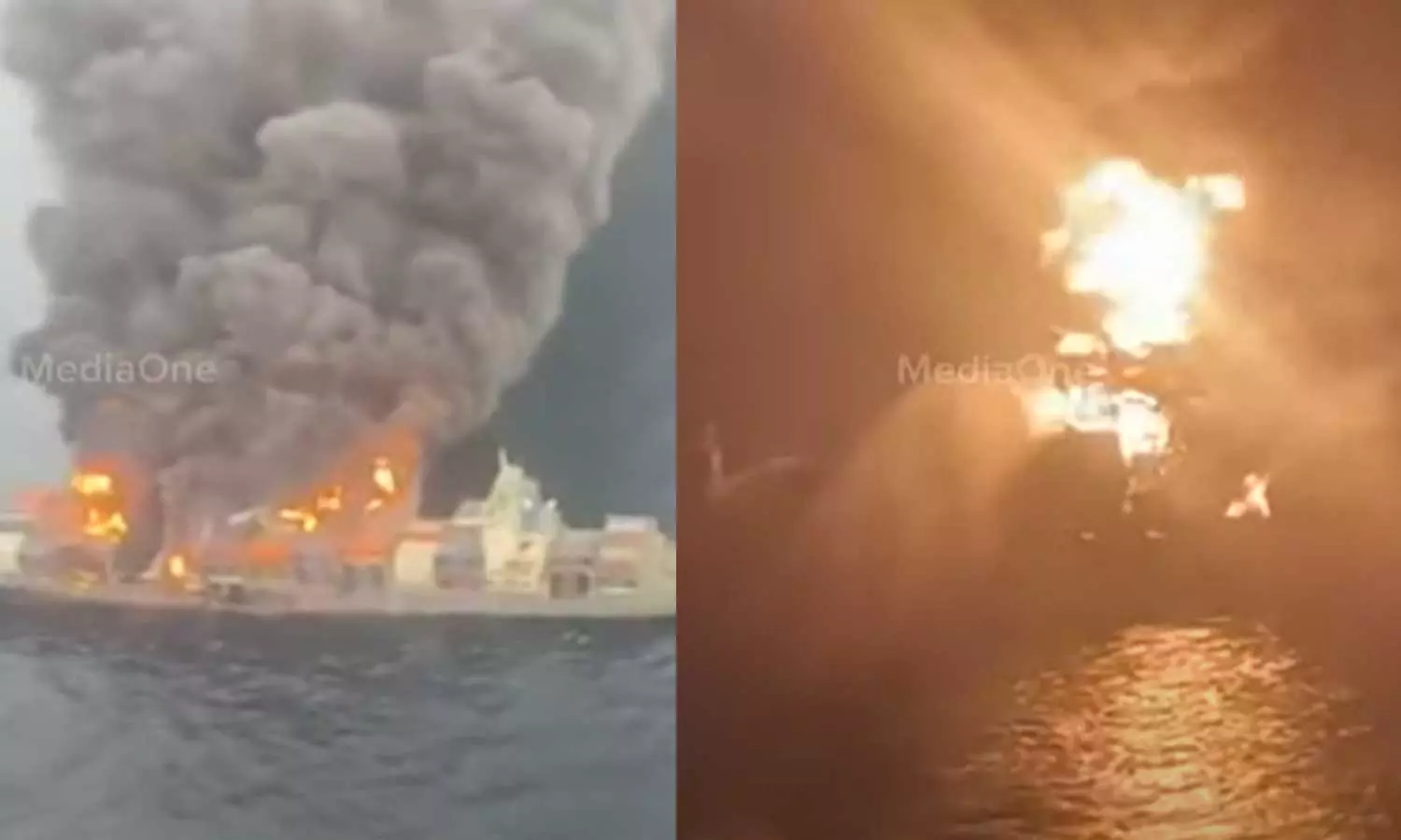 ചരക്കുകപ്പല്‍ തീപിടിത്തം: രക്ഷാപ്രവർത്തനത്തിന് വെല്ലുവിളിയായി ആളിക്കത്തുന്ന തീ; ഇനിയും കണ്ടെത്താനുള്ളത് നാലുപേരെ