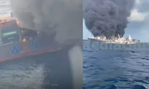 കത്തിയ കപ്പലിൽ കൊടുംവിഷം; കണ്ടെയ്‌നറുകളിൽ   മാരക കീടനാശിനിയും വിഷപദാർഥങ്ങളും