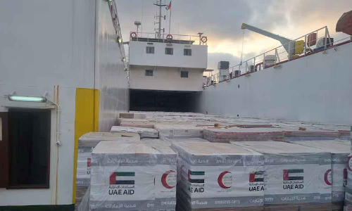 ഗസ്സൻ ജനതയ്ക്ക് 2100 ടൺ സഹായവുമായി യുഎഇ കപ്പൽ