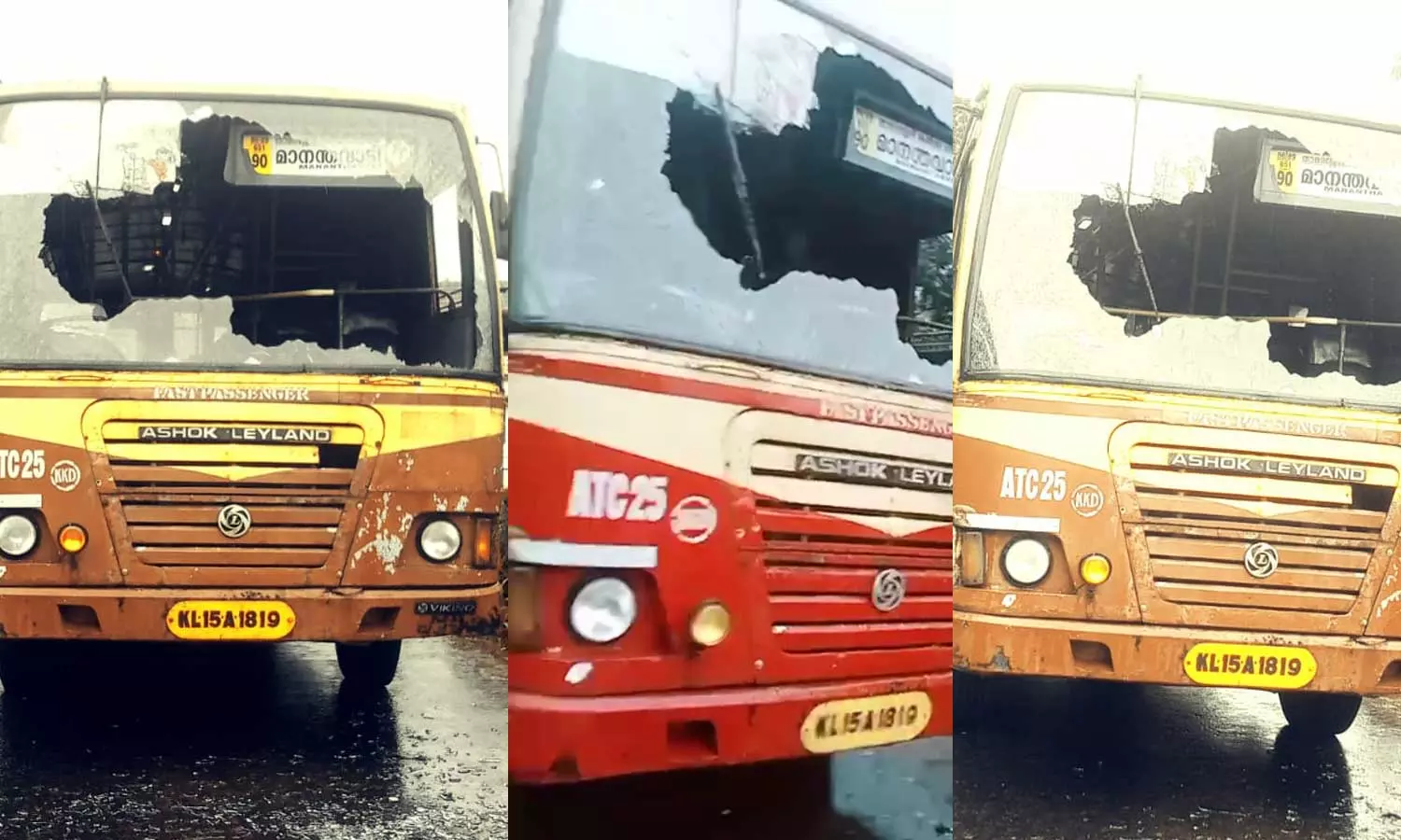 ഓടുന്ന ബസിന്റെ ചില്ല് തകർത്ത് യാത്രക്കാരൻ പുറത്തുചാടി; ഗുരുതര പരിക്ക്