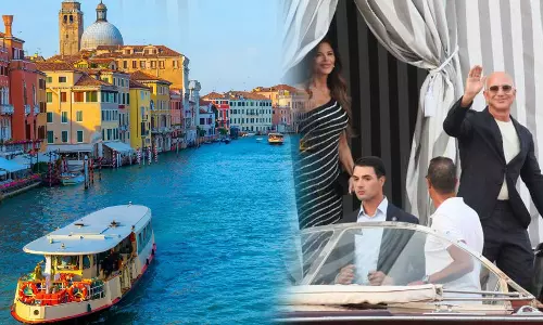 ഇറ്റലിയില്‍ പൊടിപൊടിച്ച് ബെസോസ്-സാഞ്ചസ് കല്യാണം; വെനീസ് കനാലില്‍  മുതല പ്രതിഷേധം