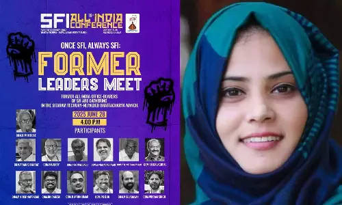 ഇതെന്താ, താലിബാന്റെ വിദ്യാർഥി സമ്മേളനമാണോ? മുങ്ങിത്തപ്പിയിട്ടും, ഒരൊറ്റ സ്ത്രീയേയും കാണുന്നില്ലല്ലോ?:  എസ്എഫ്ഐ സമ്മേളനത്തെ പരിഹസിച്ച് ഫാത്തിമ തെഹ്‌ലിയ