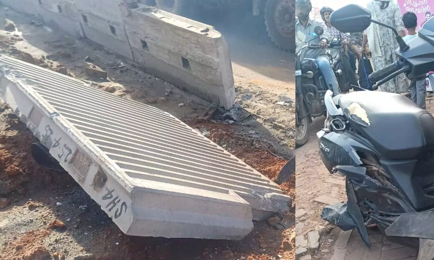 കൊല്ലത്ത് ദേശീയപാത നിർമ്മാണത്തിനിടെ സ്ലാബ് ഇളകി വീണ് സ്കൂട്ടർ യാത്രക്കാരിക്ക് പരിക്ക് കൊല്ലത്ത് ദേശീയപാത നിർമ്മാണത്തിനിടെ സ്ലാബ് ഇളകി വീണ് സ്കൂട്ടർ യാത്രക്കാരിക്ക് പരിക്ക്