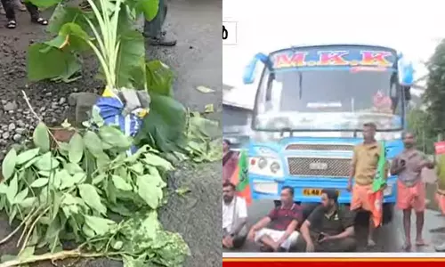 തൃശൂരിൽ കുഴിയിൽ വീഴാതിരിക്കാൻ ബൈക്ക് വെട്ടിച്ച യുവാവിന്റെ ദേഹത്തിലൂടെ ബസ് കയറി; ദാരുണാന്ത്യം