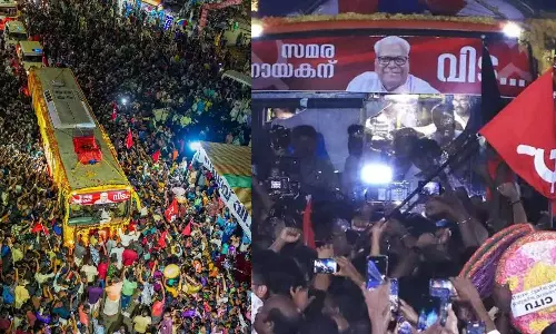 സമരസഖാവിന് വിട: രാത്രിയിലും പ്രിയനേതാവിനെ കാണാൻ വഴിനീളെ ആയിരങ്ങള്‍