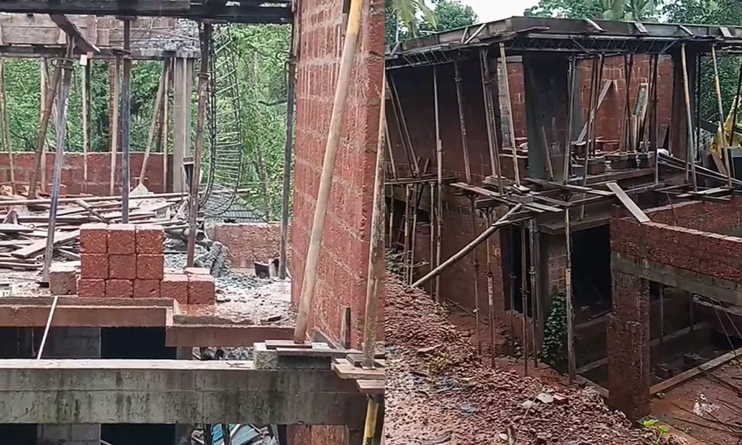 നിര്‍മാണത്തിലിരുന്ന വീട് തകര്‍ന്നുവീണു; കുട്ടിയുള്‍പ്പെടെ നാലുപേര്‍ക്ക് പരിക്ക്