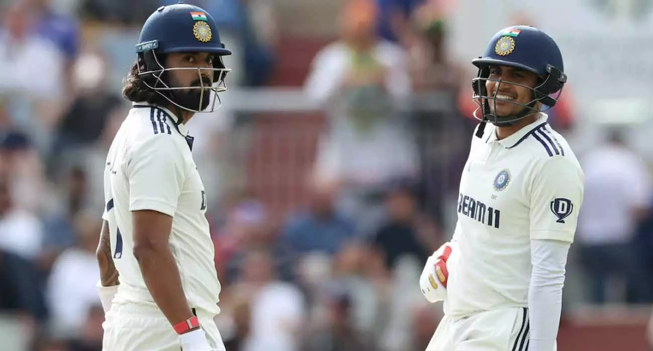 Gill and Rahul hold firm; India struggle against England in Manchester Test
