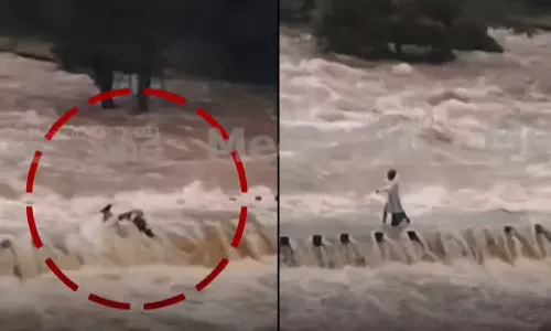 നിറഞ്ഞൊഴുകുന്ന പനംകുട്ടി ചപ്പാത്തിന് മുകളിലൂടെ സ്കൂട്ടറുമായി യുവാവിന്‍റെ സാഹസിക യാത്ര; ഒഴുക്കില്‍പ്പെട്ടപ്പോള്‍ ഇറങ്ങിയോടി