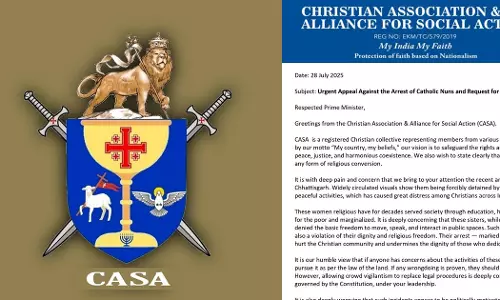 ഛത്തീസ്ഗഡിൽ കന്യാസ്ത്രീകൾ അറസ്റ്റിലായ സംഭവം; പ്രധാനമന്ത്രിക്ക് കത്തയച്ച് കാസ ഛത്തീസ്ഗഡിൽ കന്യാസ്ത്രീകൾ അറസ്റ്റിലായ സംഭവം; പ്രധാനമന്ത്രിക്ക് കത്തയച്ച് കാസ