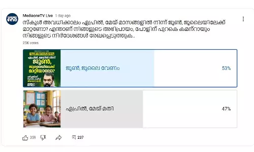 സ്കൂൾ അവധി ജൂൺ-ജൂലൈ മാസങ്ങളിൽ; മന്ത്രിയുടെ നിർദേശത്തെ പിന്തുണച്ച് 53 ശതമാനം പേർ സ്കൂൾ അവധി ജൂൺ-ജൂലൈ മാസങ്ങളിൽ; മന്ത്രിയുടെ നിർദേശത്തെ പിന്തുണച്ച് 53 ശതമാനം പേർ