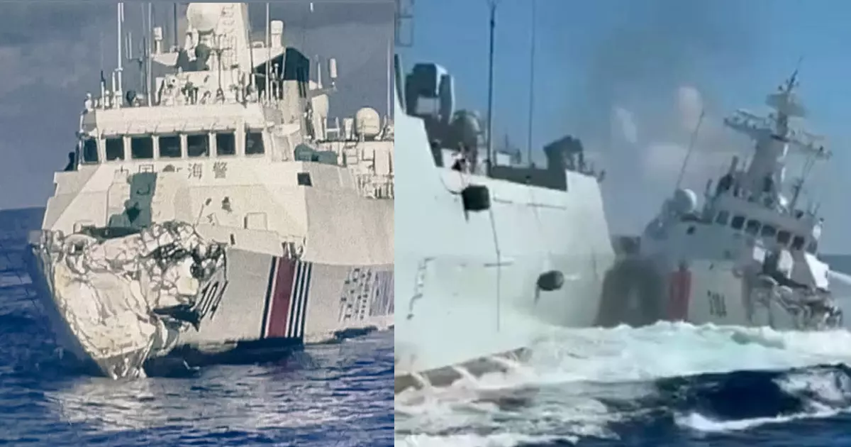 ഫിലിപ്പീൻസ് ബോട്ടിനെ പിന്തുടരുന്നതിനിടെ സ്വന്തം കപ്പലിൽ ഇടിച്ച് ചൈനീസ് യുദ്ധക്കപ്പൽ; വീഡിയോ ഫിലിപ്പീൻസ് ബോട്ടിനെ പിന്തുടരുന്നതിനിടെ സ്വന്തം കപ്പലിൽ ഇടിച്ച് ചൈനീസ് യുദ്ധക്കപ്പൽ; വീഡിയോ