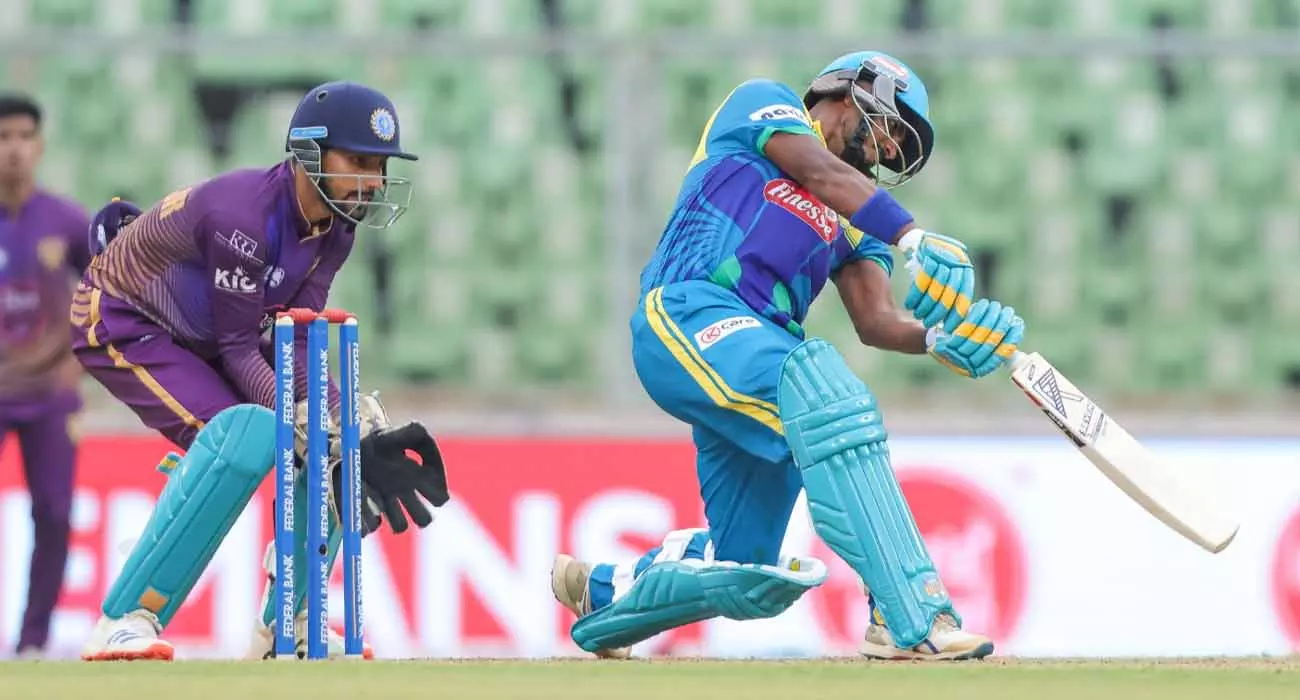 Imran and Anand Krishnan strike a devastating blow; Thrissur Titans defeat Alleppey Ripples Imran and Anand Krishnan strike a devastating blow; Thrissur Titans defeat Alleppey Ripples