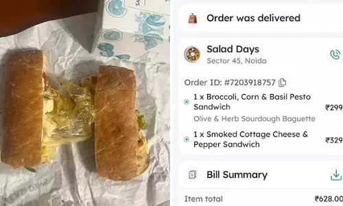 സൊമാറ്റോ വഴി ഓര്‍ഡര്‍ ചെയ്ത സാന്‍ഡ്‌വിച്ചില്‍ കയ്യുറ; ദുരനുഭവം പങ്കുവെച്ച് യുവാവ്