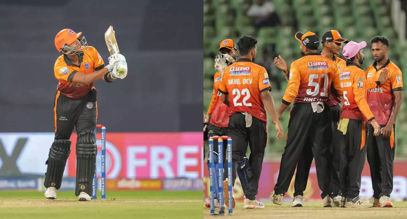 Krishna Devan hits sixes in KCL; Calicut beats champions in thrilling win Krishna Devan hits sixes in KCL; Calicut beats champions in thrilling win