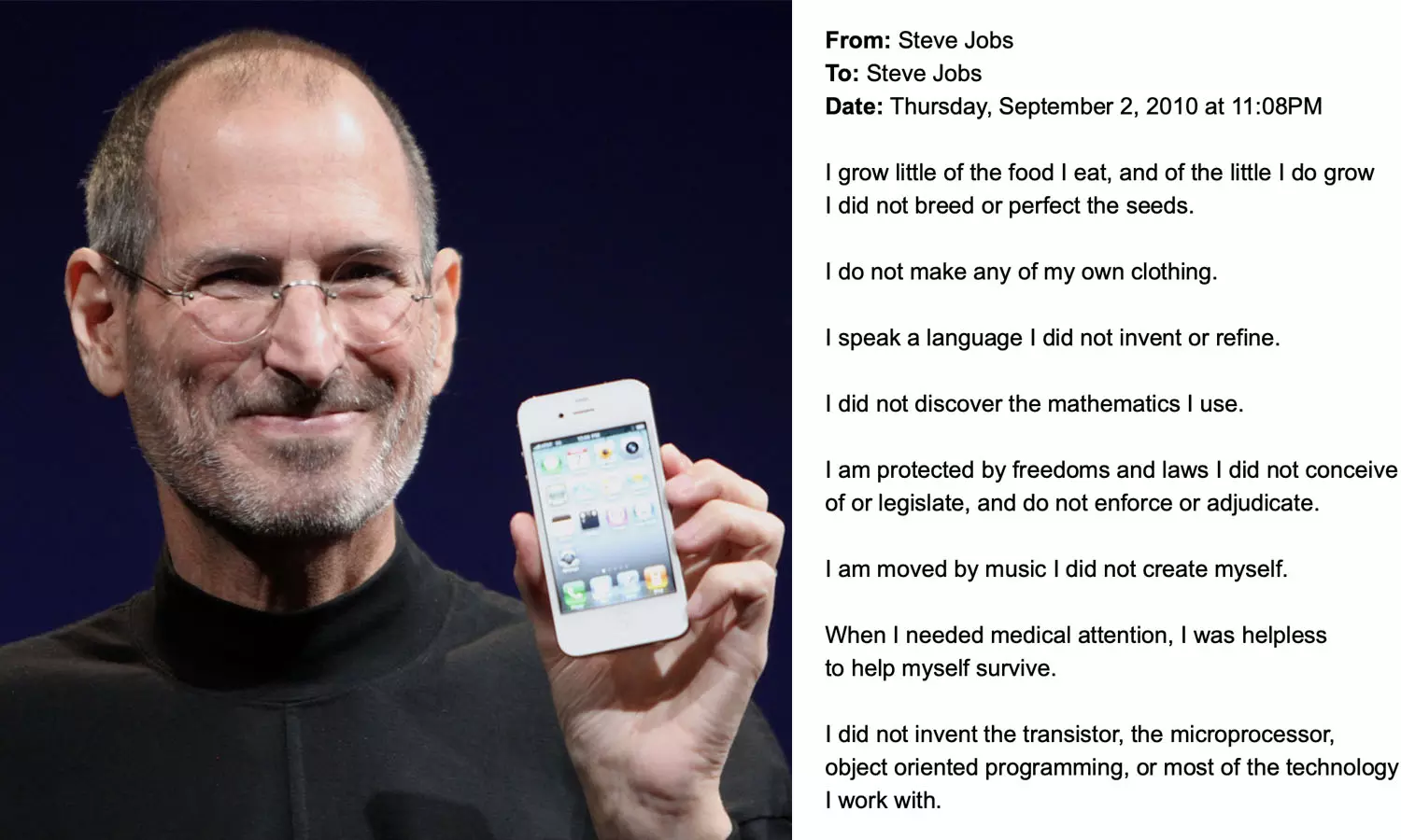 സ്റ്റീവ് ജോബ്‌സിന്റെ മറ്റൊരു മുഖം; മരണത്തിന് തൊട്ടുമുമ്പ് എഴുതിയ മെയിൽ പുറത്ത്