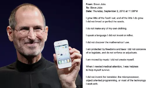 സ്റ്റീവ് ജോബ്‌സിന്റെ മറ്റൊരു മുഖം; മരണത്തിന് തൊട്ടുമുമ്പ് എഴുതിയ മെയിൽ പുറത്ത്