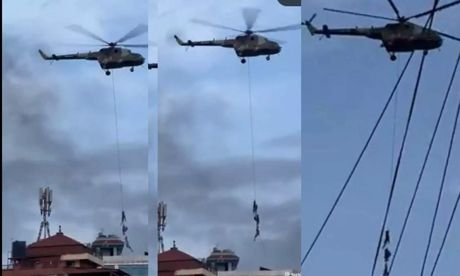 നേപ്പാളിൽ ഹെലികോപ്ടർ കയറിൽ തൂങ്ങി രക്ഷപ്പെട്ട് മന്ത്രിമാരും കുടുംബംഗങ്ങളും