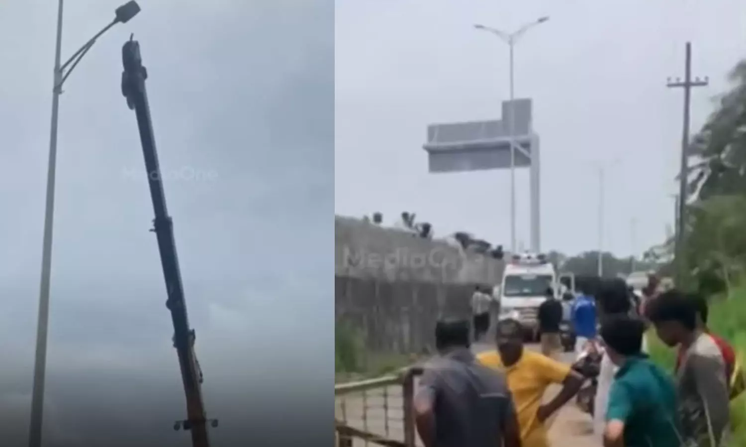 കാസർകോട്-മംഗളൂരു ദേശീയ പാതയിൽ തെരുവ് വിളക്ക് സ്ഥാപിക്കുന്നതിനിടെ ക്രെയിൻ പൊട്ടിവീണ് രണ്ട് തൊഴിലാളികൾ മരിച്ചു