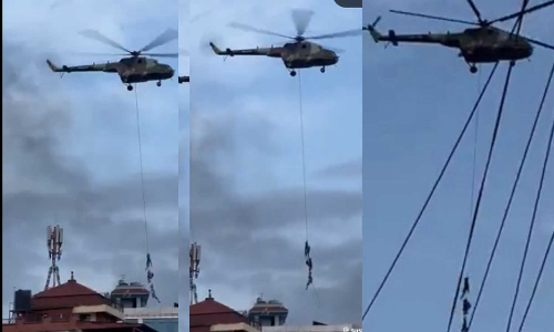 നേപ്പാളിൽ ഹെലികോപ്ടർ കയറിൽ തൂങ്ങി രക്ഷപ്പെട്ട് മന്ത്രിമാരും കുടുംബംഗങ്ങളും