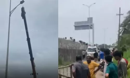 കാസർകോട്-മംഗളൂരു ദേശീയ പാതയിൽ തെരുവ് വിളക്ക് സ്ഥാപിക്കുന്നതിനിടെ ക്രെയിൻ പൊട്ടിവീണ് രണ്ട് തൊഴിലാളികൾ മരിച്ചു